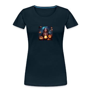 The Witching Hour - Women's Premium Organic T-Shirt - deep navy - Front - Mia (176cm)