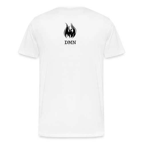 Front (DMN-Black) _ Back (DMN Flame Man-Black) - Men's Premium Organic T-Shirt