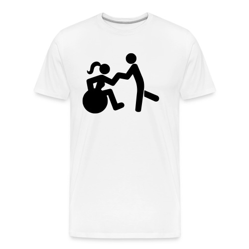 Dancing lady wheelchair user with man - Men's Premium Organic T-Shirt