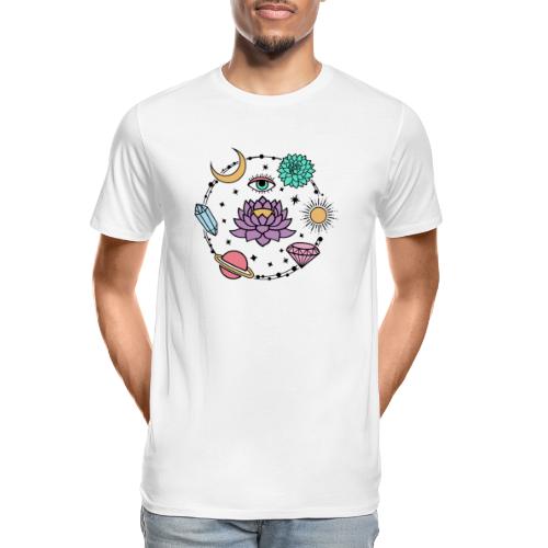 Healing Crystal, Moon, Flower, Sun - Men's Premium Organic T-Shirt