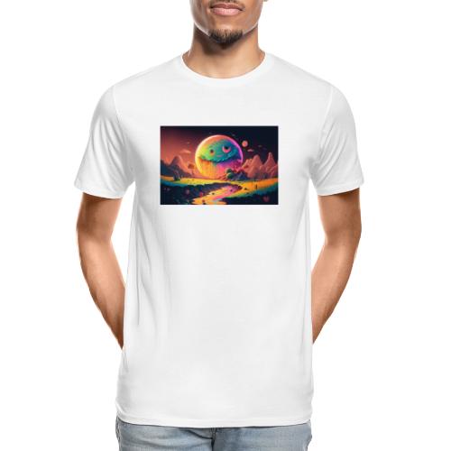 Spooky Smiling Moon Mountainscape - Psychedelia - Men's Premium Organic T-Shirt