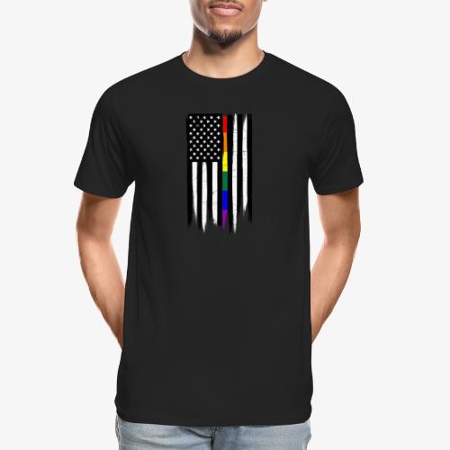 LGBTQ Thin Line Amercian Flag - Men's Premium Organic T-Shirt