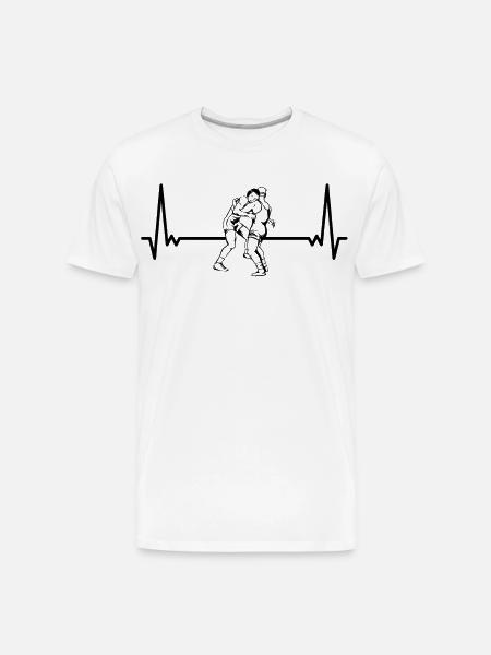 Heartbeat Wrestling ECG Wrestle Wrestler - Men's Premium Organic T-Shirt - white