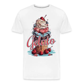 Gelato Ice Cream Ice Cream Parlor - Men's Premium Organic T-Shirt - white - Front - AI Model Male 185 light (185cm)