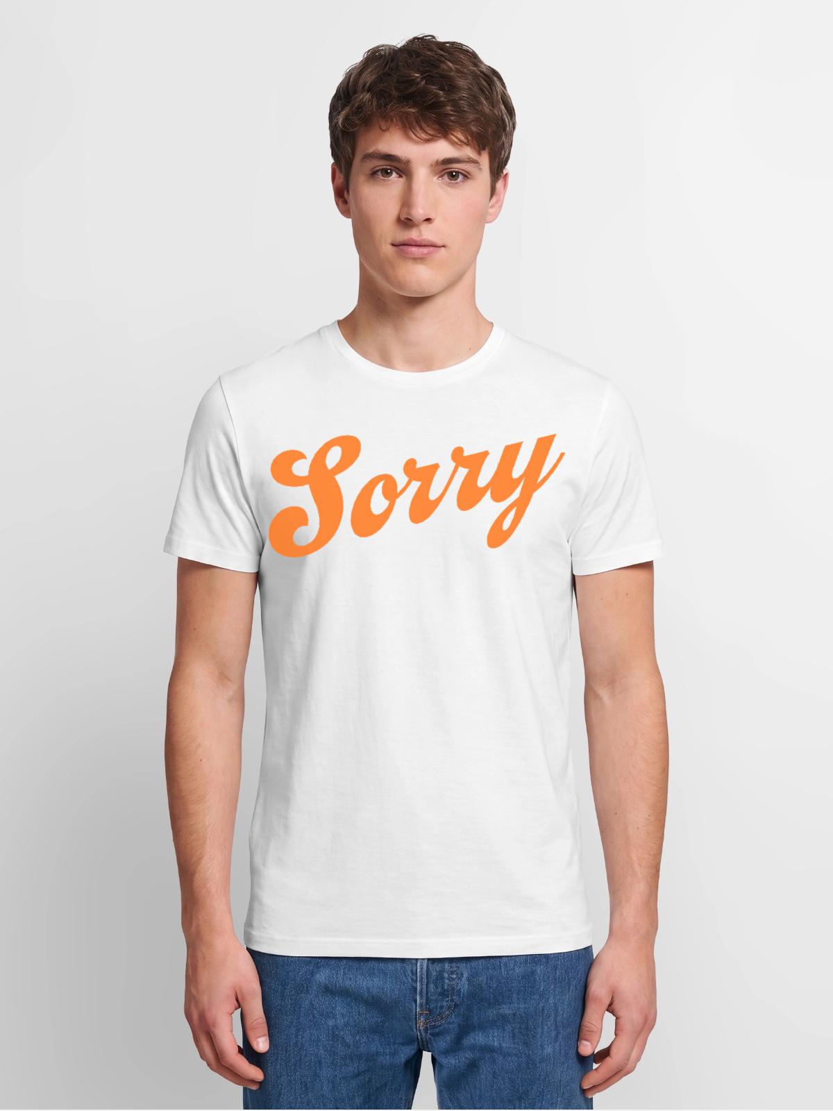 Sorry - Men's Premium Organic T-Shirt - white - Front - AI Model Male 185 light (185cm)