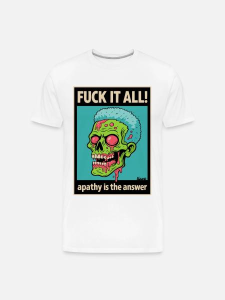 Apathy Skull Graphic with Bold Text - Men's Premium Organic T-Shirt - white