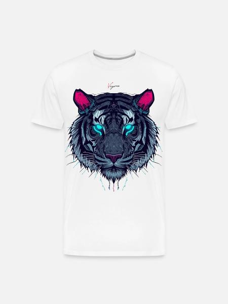 Neon Circuit Tiger - Men's Premium Organic T-Shirt - white