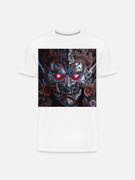 Cyberpunk Demon Mask – Chrome Tech Art - Men's Premium Organic T-Shirt - white