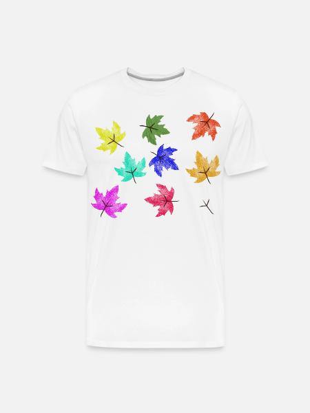 Prismatic Autumn Maple Leaves - Men's Premium Organic T-Shirt - white