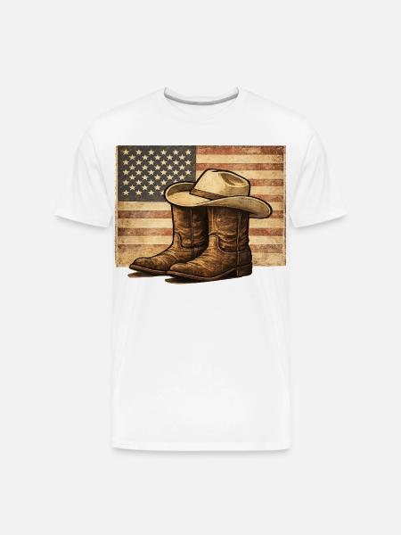 Rustic Rodeo Patriot Western Americana - Men's Premium Organic T-Shirt - white