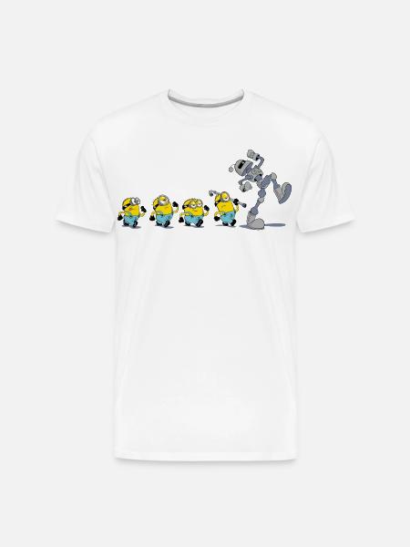 Minions In A Row With Robot - Men's Premium Organic T-Shirt - white