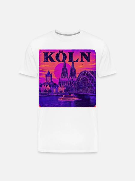 Koeln-Skyline-Retro-Sunset-Art-Print-Cologne-Köln - Men's Premium Organic T-Shirt - white