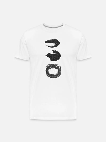 Mono Lip Print Kiss Pattern - Men's Premium Organic T-Shirt - white