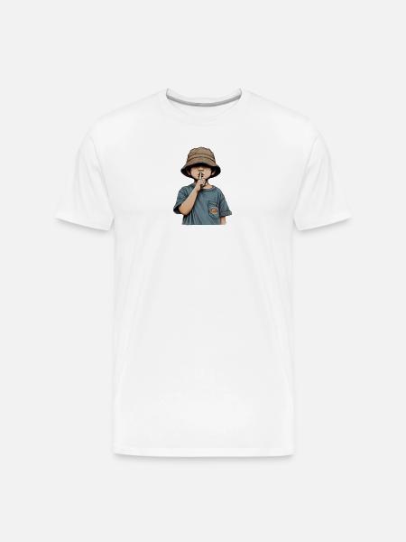 Shushing Kid in Bucket Hat - Men's Premium Organic T-Shirt - white