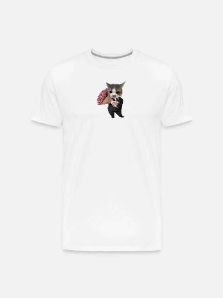 Cat in Suit with Bouquet - Men's Premium Organic T-Shirt - white