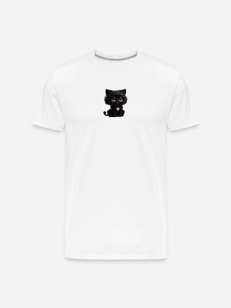 Black Kitty Glasses Heart Pendant - Men's Premium Organic T-Shirt - white