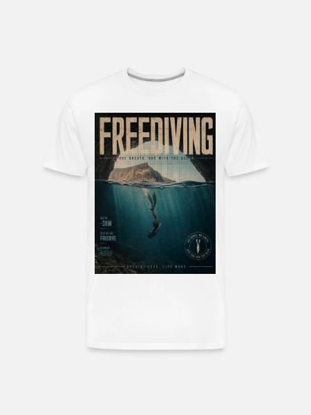 Freediving Depths Ocean Poster - Men's Premium Organic T-Shirt - white