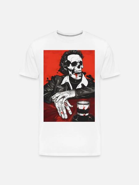 Skull Biker Noir - Men's Premium Organic T-Shirt - white