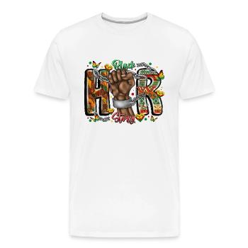 Black Hor Story - Men's Premium Organic T-Shirt - white - Front - AI Model Male 185 light (185cm)