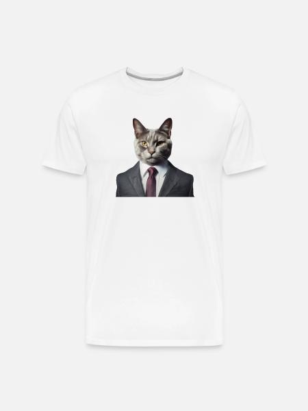 Cat in a suit - Men's Premium Organic T-Shirt - white