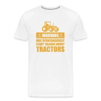 Warning may spontaneously start talking gift - Men's Premium Organic T-Shirt - white - Front - AI Model Male 185 light (185cm)