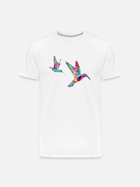 bird, painting,Birds, hummingbird, watercolour - Men's Premium Organic T-Shirt - white