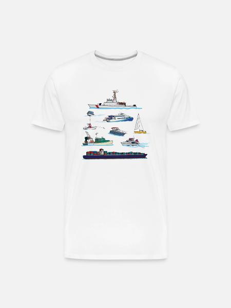 Boats and Ships Illustrations - Men's Premium Organic T-Shirt - white