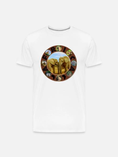 Blue Sky Elephants Africa Circle - Men's Premium Organic T-Shirt - white