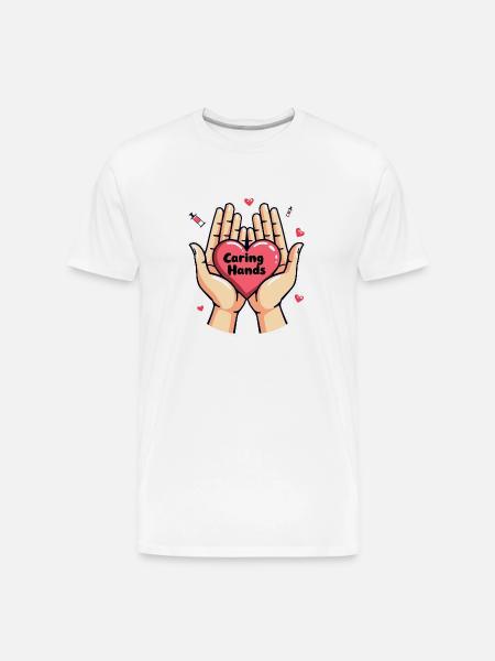 Caring Hands - Men's Premium Organic T-Shirt - white