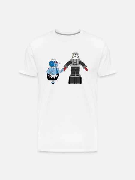 Rosie and Lost in Space Robot - Men's Premium Organic T-Shirt - white