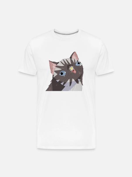 Idiot Cat - Men's Premium Organic T-Shirt - white