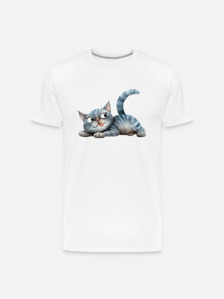 Funny Cat - Men's Premium Organic T-Shirt - white