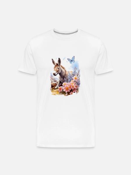 Mule Flower Butterfly - Men's Premium Organic T-Shirt - white