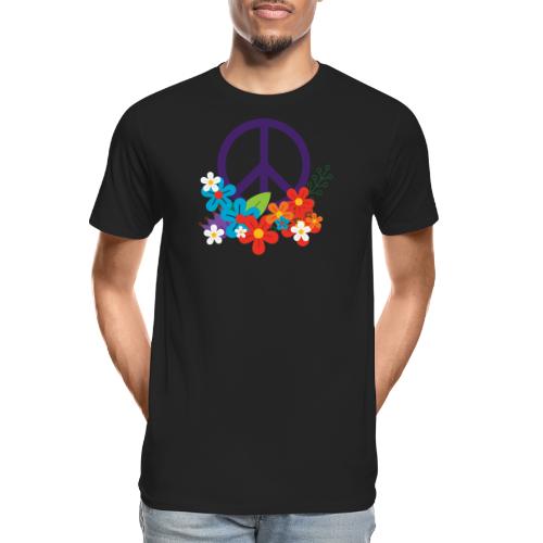 Hippie Peace Design With Flowers - Men's Premium Organic T-Shirt
