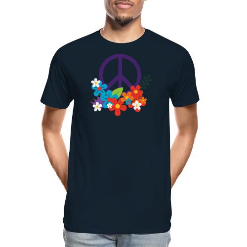 Hippie Peace Design With Flowers - Men's Premium Organic T-Shirt