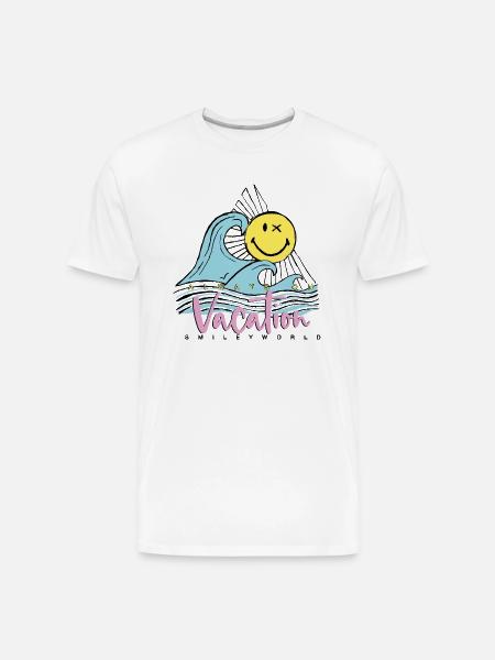 SmileyWorld Always On Vacation - Men's Premium Organic T-Shirt - white