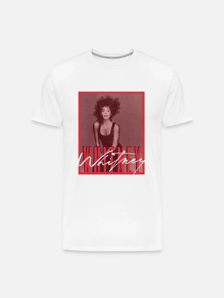 Whitney Houston Photo With Autograph And Nameplate - Men's Premium Organic T-Shirt - white