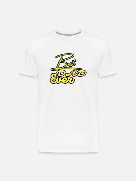 Best Dad Ever Neon Script - Men's Premium Organic T-Shirt - white