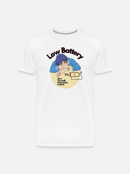 Permission to Rest Battery - Men's Premium Organic T-Shirt - white