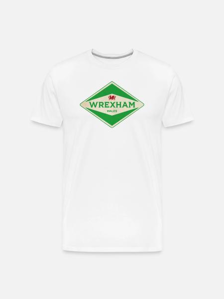 Wrexham Green Diamond Logo - Men's Premium Organic T-Shirt - white