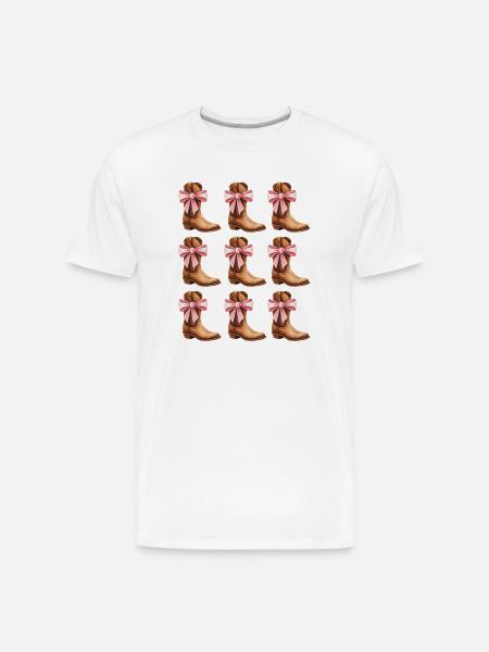 Cowgirl Boots and Pink Bows Rodeo - Men's Premium Organic T-Shirt - white