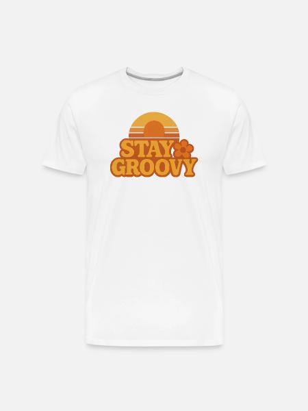 Retro Sunset Stay Groovy Graphic - Men's Premium Organic T-Shirt - white