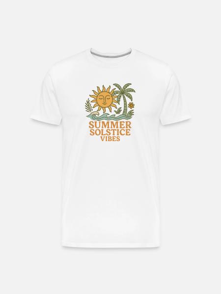 Summer Solstice Vibes Sun and Palm Design - Men's Premium Organic T-Shirt - white