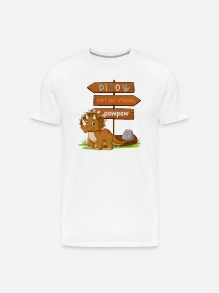 Cute Dinosaur with Playful Signpost - Men's Premium Organic T-Shirt - white