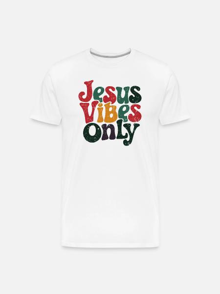 Festive Jesus Vibes Only Design - Men's Premium Organic T-Shirt - white