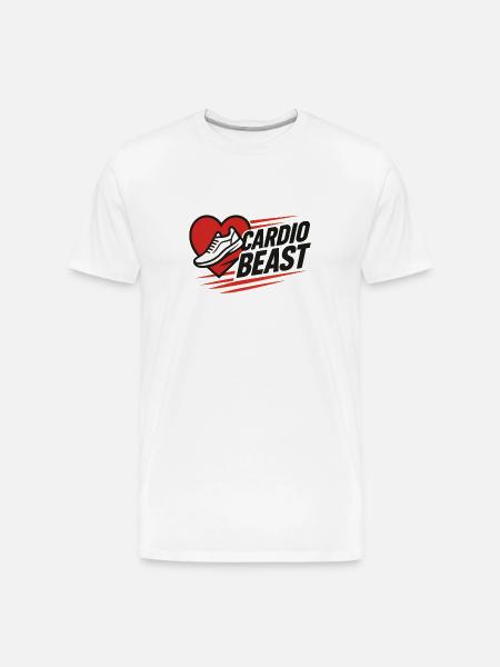 Cardio Beast Heartbeat Run Logo - Men's Premium Organic T-Shirt - white