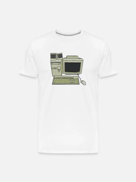 Retro Computer Desk Setup - Men's Premium Organic T-Shirt - white
