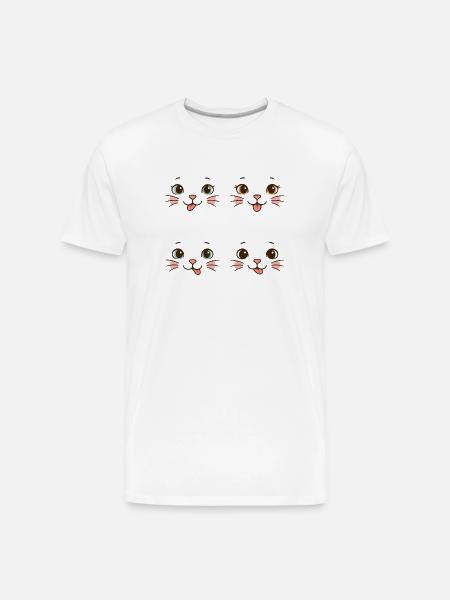 Four Playful Cat Faces - Men's Premium Organic T-Shirt - white