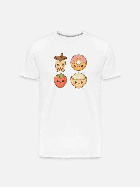 Kawaii Food Friends - Men's Premium Organic T-Shirt - white