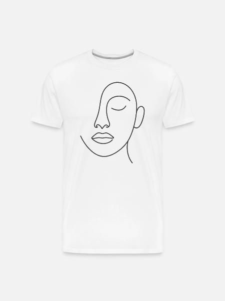 Minimal Line Portrait - Men's Premium Organic T-Shirt - white
